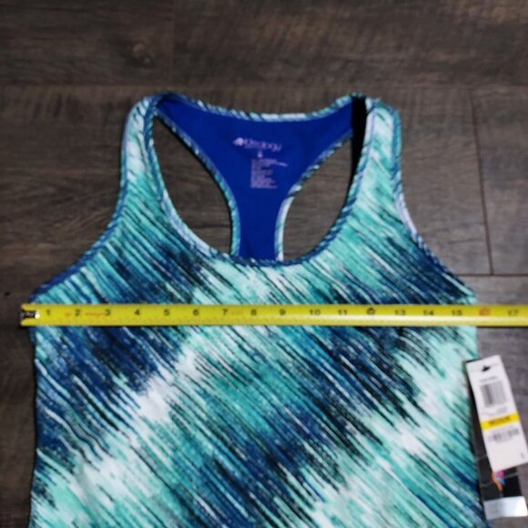 Ideology Womens Space Dyed T Back Tank Top Size M Energize Stripe Builtin Bra - Picture 2 of 13
